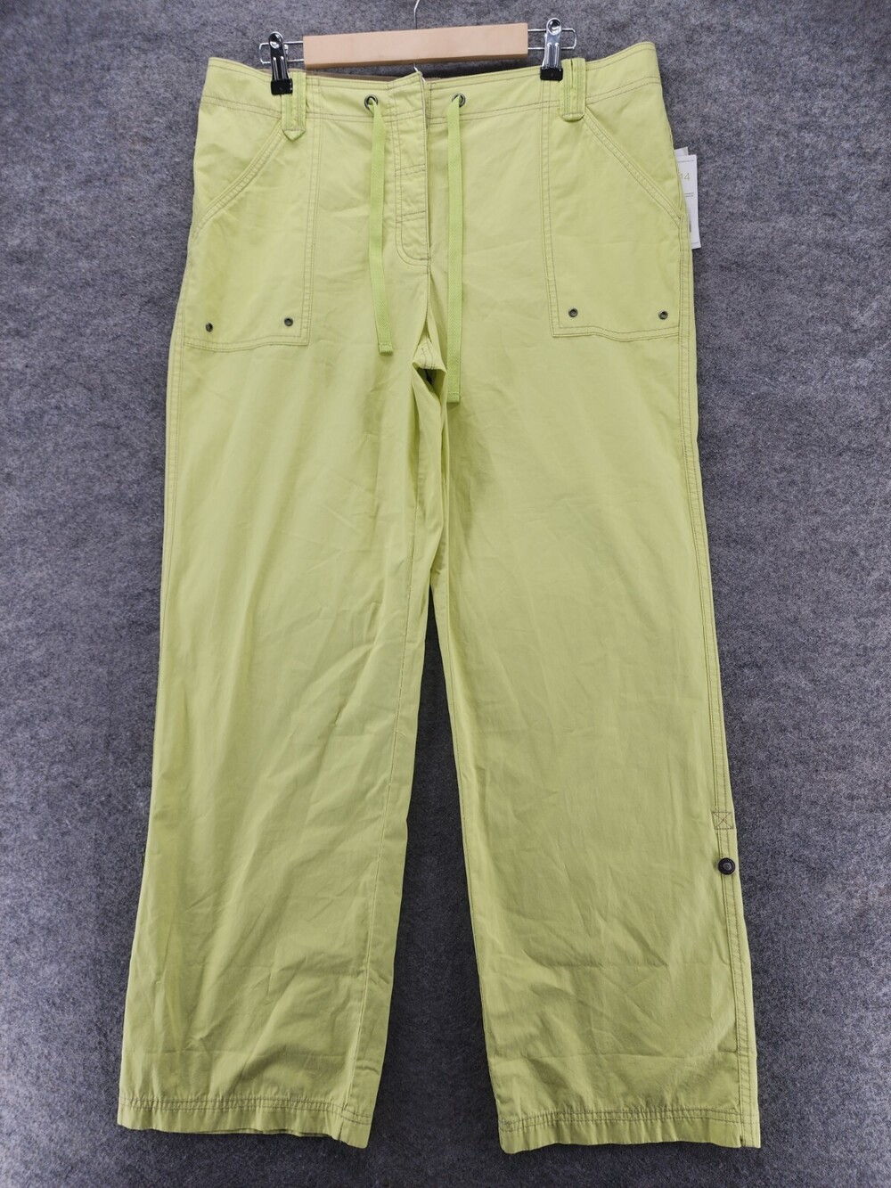 Liz Claiborne Pants Womens 14 Yellow Button Fly Roll Tab
